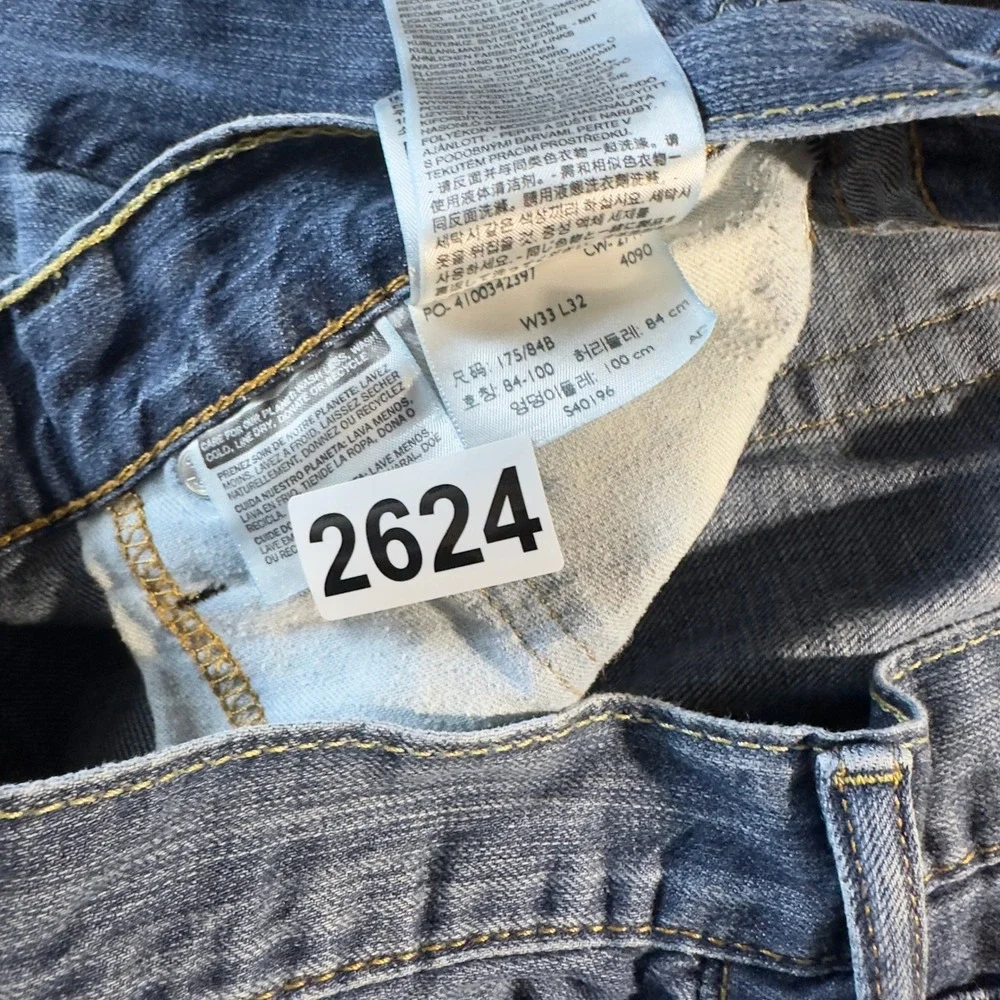 Levi's 514 Straight Fit Jeans Mens 33x32 Blue Baggy Casual Streetwear Denim
